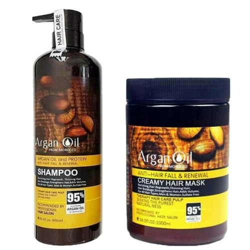 شامپو تقویتکننده و ترمیم کننده مو لایتنس مدل argan حجم 900 میلیلیتر به همراه ماسک مو لایتنس مدل argan oil حجم 1000 میلیلیتر